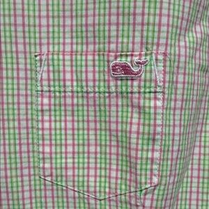 Vineyard Vines Pink and Green Checkered Shirt